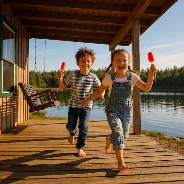 summer with wooden screen doors